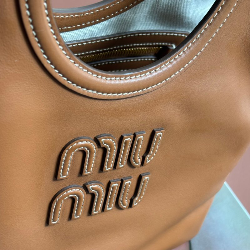 小號 ::Miu Miu:: IVY 干邑色 焦糖棕皮革手袋 手提斜背兩用包-3