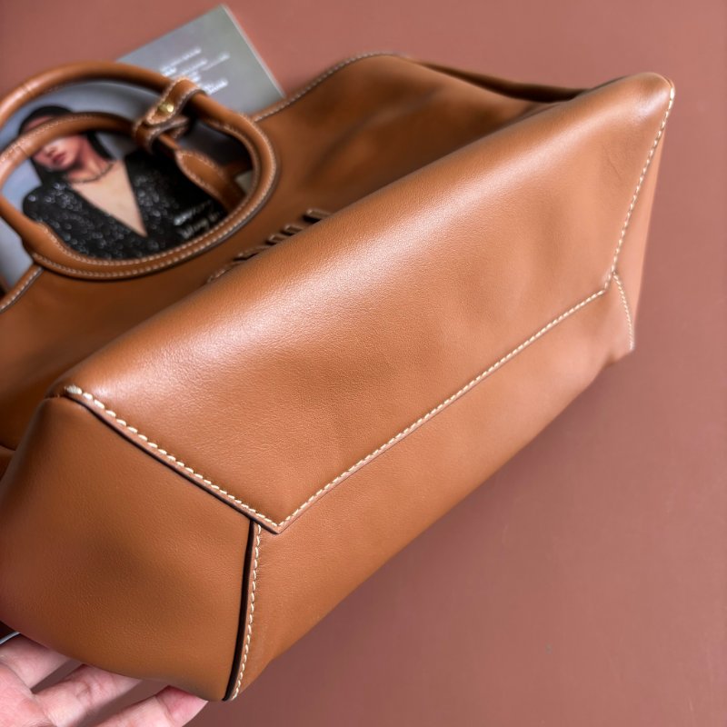 小號 ::Miu Miu:: IVY 干邑色 焦糖棕皮革手袋 手提斜背兩用包-5