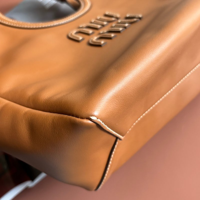 小號 ::Miu Miu:: IVY 干邑色 焦糖棕皮革手袋 手提斜背兩用包-7