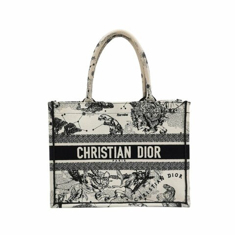Dior Book Tote中型帆布Dior Zodiac圖案刺繡手提包