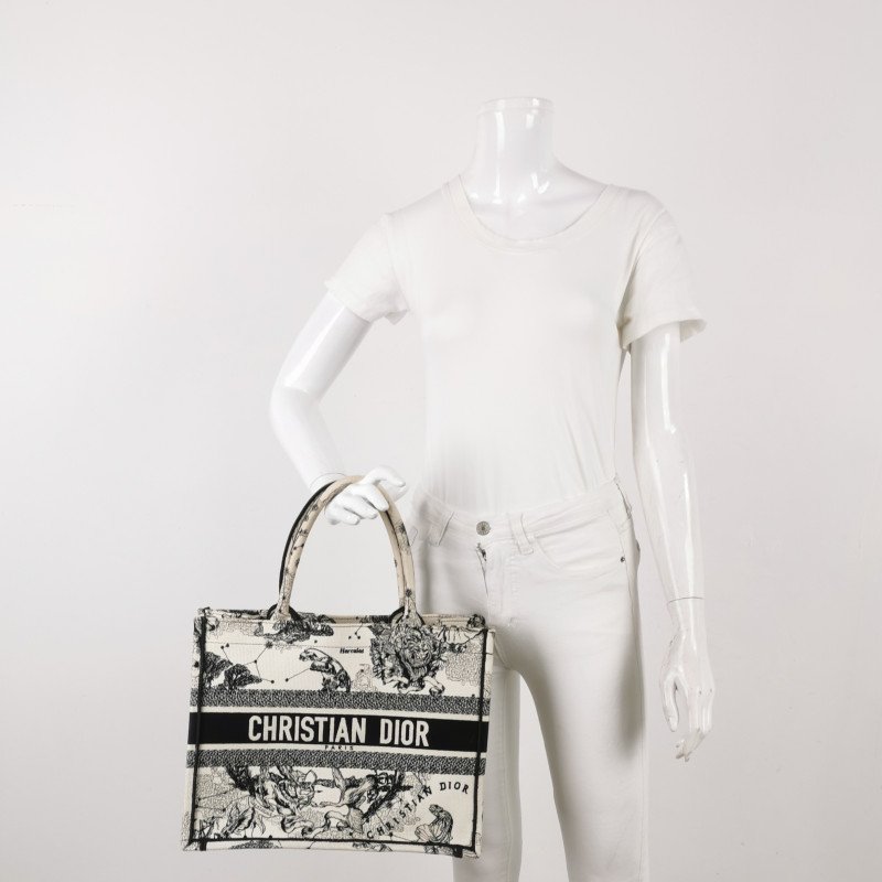 Dior Book Tote中型帆布Dior Zodiac圖案刺繡手提包-1