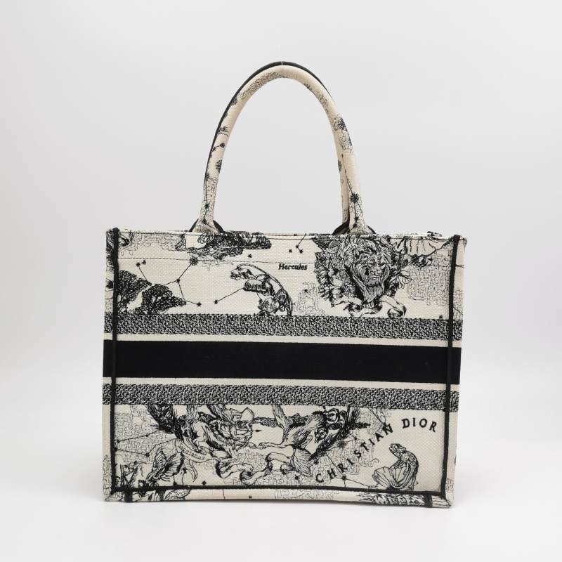 Dior Book Tote中型帆布Dior Zodiac圖案刺繡手提包-4