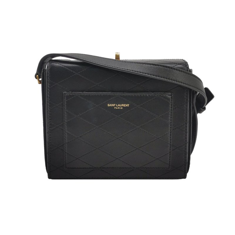 Saint Laurent 羊皮純色字母Logo斜背包-0