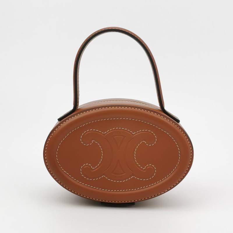 Celine Cuir Triomphe牛皮純色凱旋門Logo手提包-4