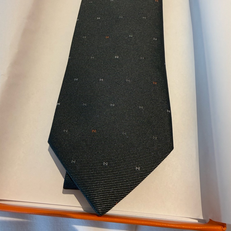 💖Herms 領帶 H 圖案💖 藍灰色 全新-1