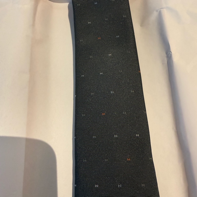 💖Herms 領帶 H 圖案💖 藍灰色 全新-2