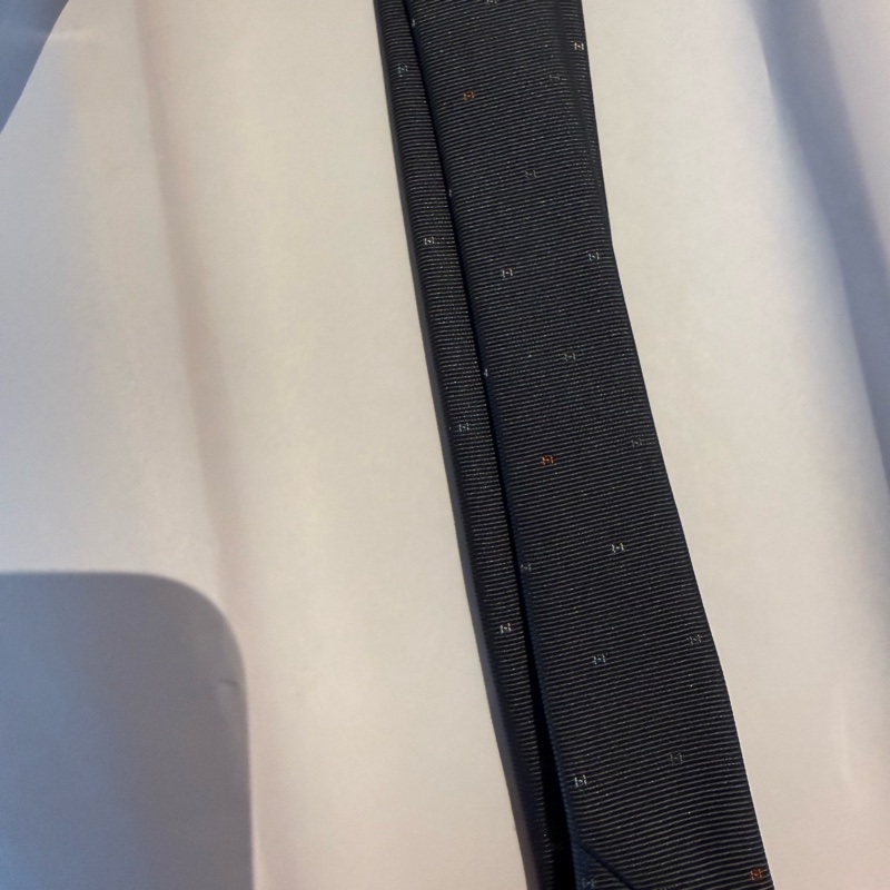 💖Herms 領帶 H 圖案💖 藍灰色 全新-6