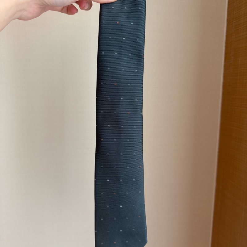💖Herms 領帶 H 圖案💖 藍灰色 全新-7