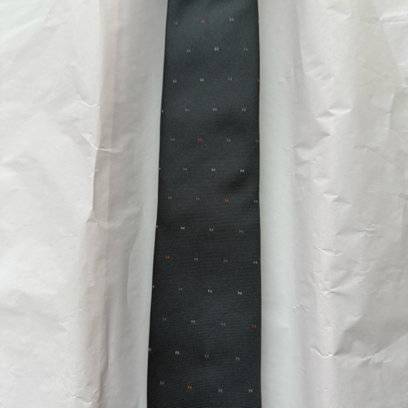 💖Herms 領帶 H 圖案💖 藍灰色 全新-8
