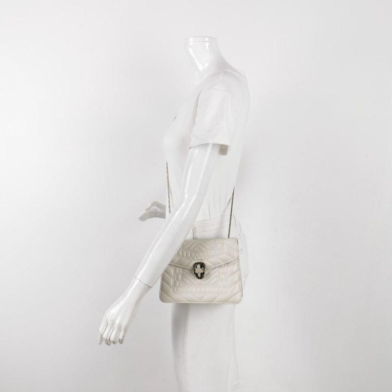 Bvlgari Serpenti Forever蛇頭包小號羊皮幾何絎縫蛇頭斜背包單肩包-1