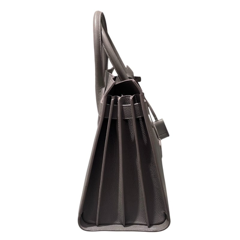 SAINT LAURENT 聖羅蘭 手提包 皮革 灰色 銀釦-2