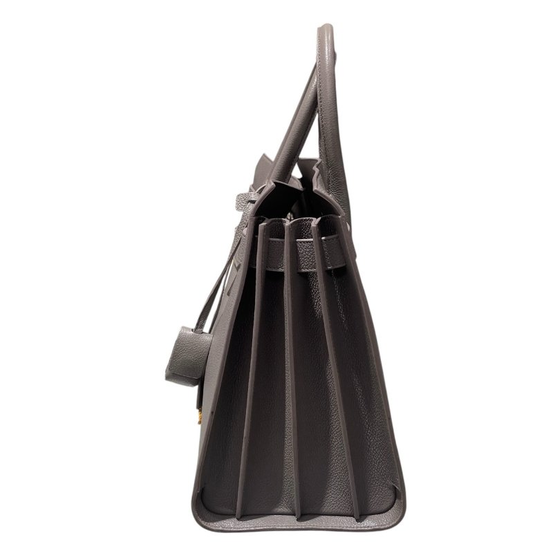 SAINT LAURENT 聖羅蘭 手提包 皮革 灰色 銀釦-3