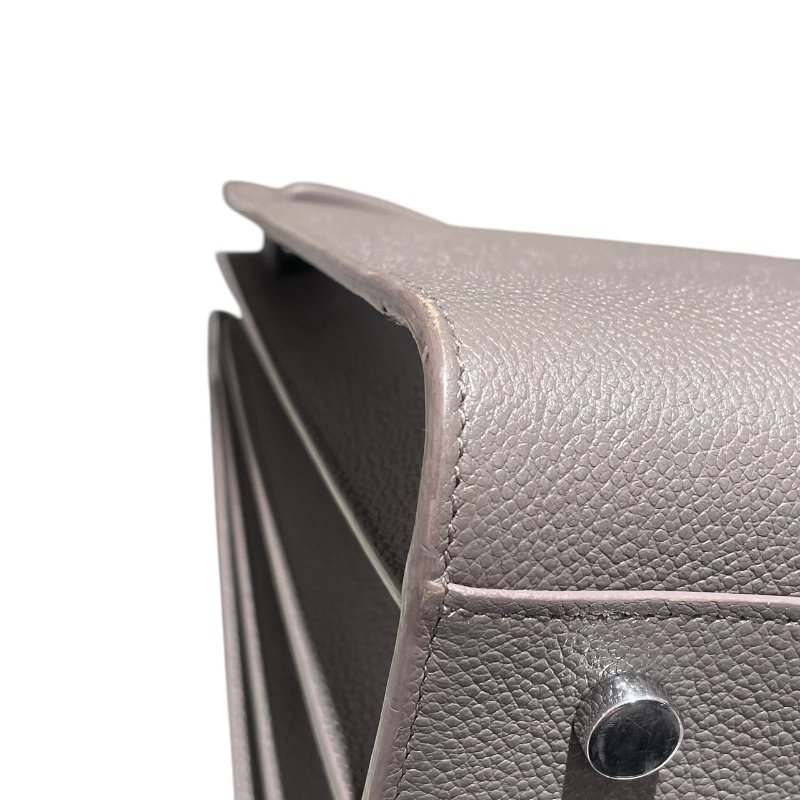 SAINT LAURENT 聖羅蘭 手提包 皮革 灰色 銀釦-5