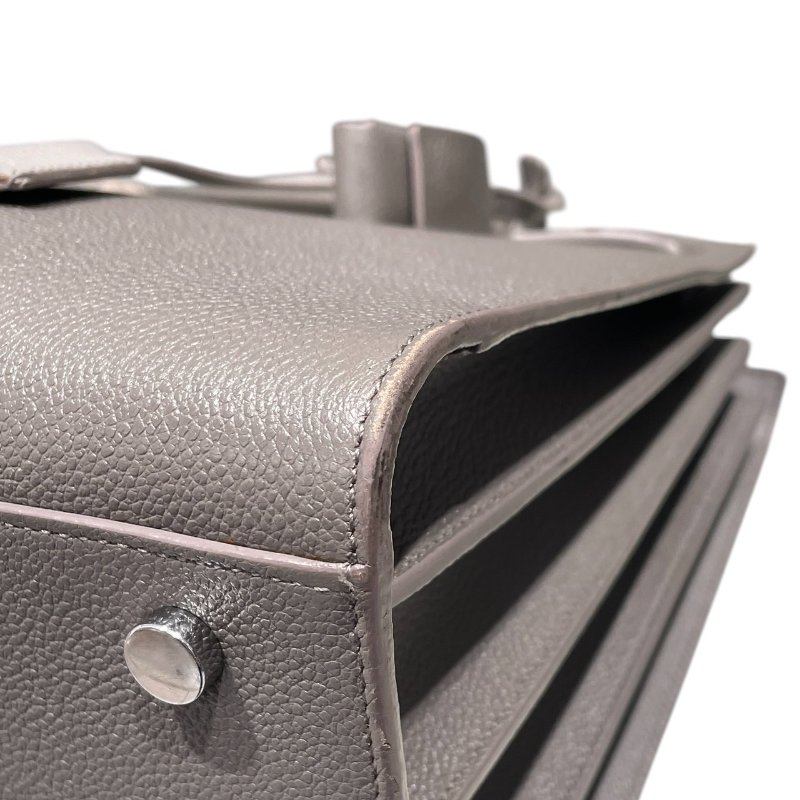 SAINT LAURENT 聖羅蘭 手提包 皮革 灰色 銀釦-6