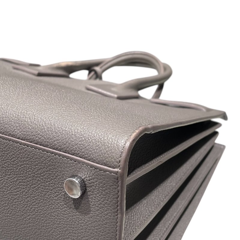 SAINT LAURENT 聖羅蘭 手提包 皮革 灰色 銀釦-8