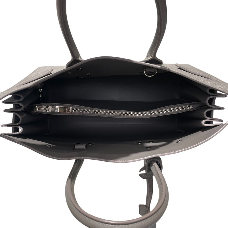 SAINT LAURENT 聖羅蘭 手提包 皮革 灰色 銀釦-11