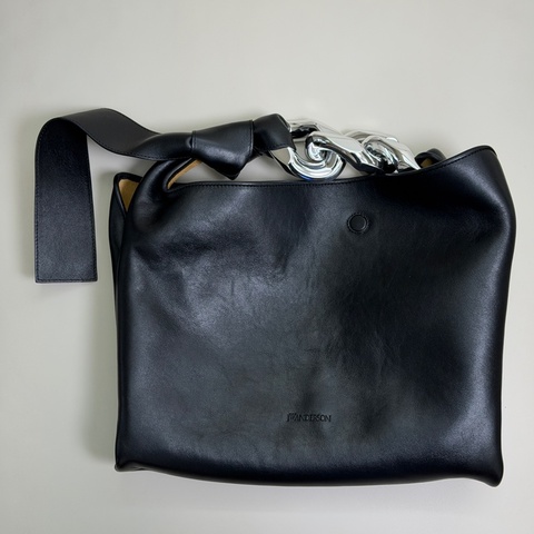 Jw Anderson Chain 銀鏈帶扭結真皮革手提包