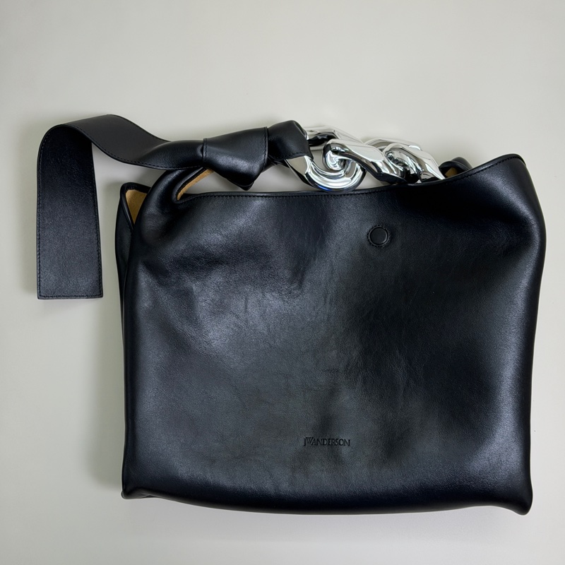 Jw Anderson Chain 銀鏈帶扭結真皮革手提包-6