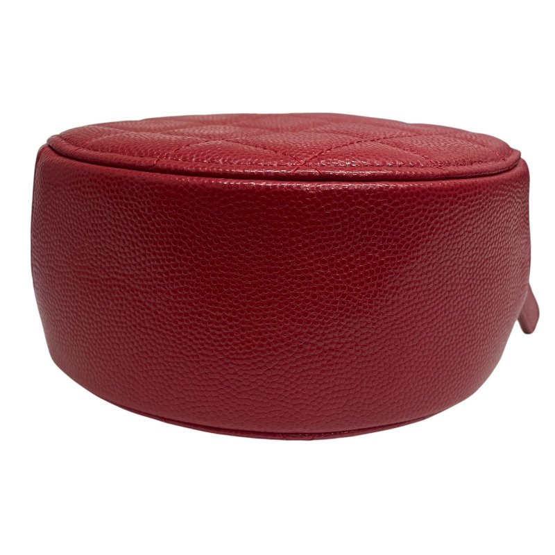 CHANEL 香奈兒 圓餅包 荔枝皮 紅色 金釦-5