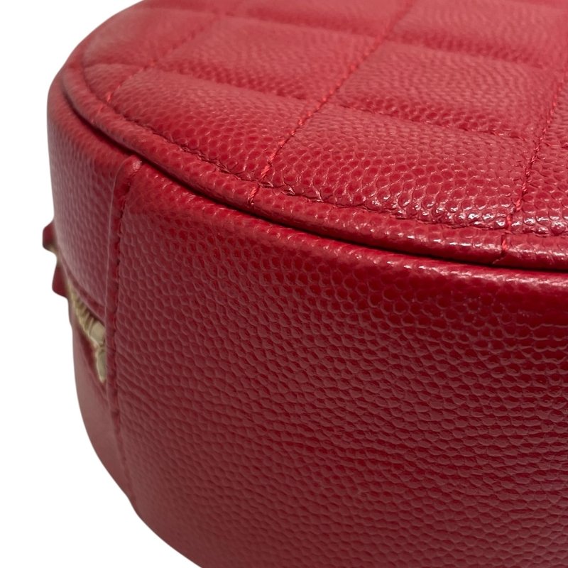 CHANEL 香奈兒 圓餅包 荔枝皮 紅色 金釦-7