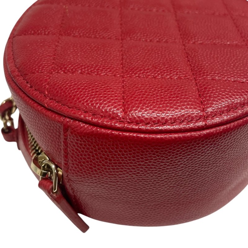 CHANEL 香奈兒 圓餅包 荔枝皮 紅色 金釦-9