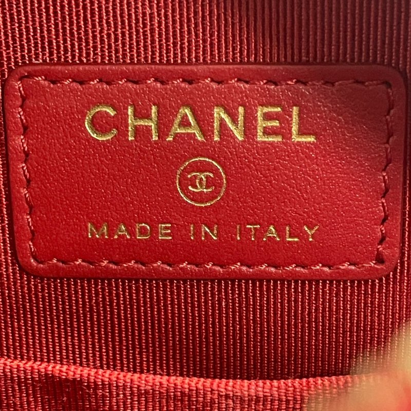 CHANEL 香奈兒 圓餅包 荔枝皮 紅色 金釦-11