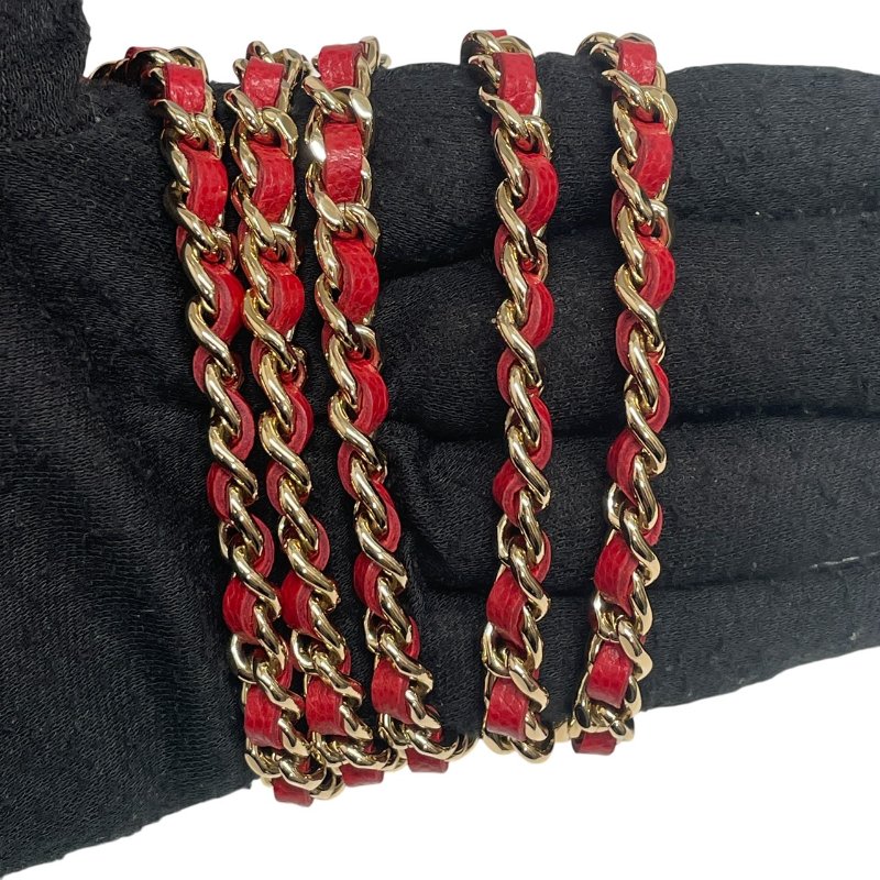 CHANEL 香奈兒 圓餅包 荔枝皮 紅色 金釦-13