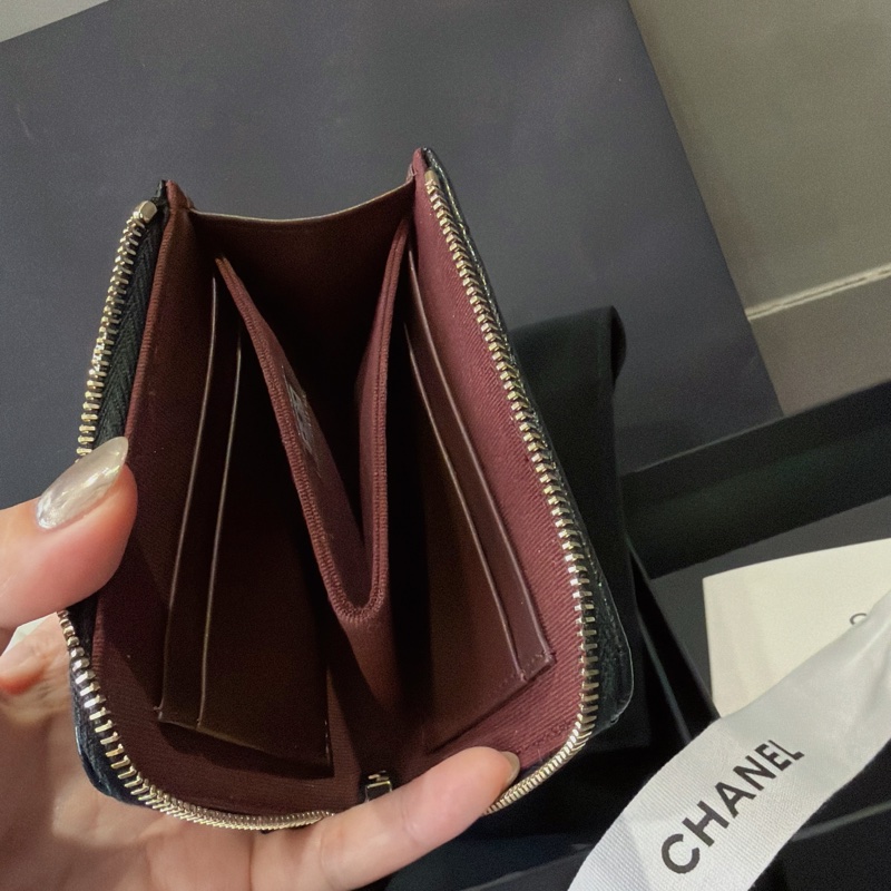Chanel 全新✨荔枝皮革錢包L型超好用短夾：）爆款小香錢包-3