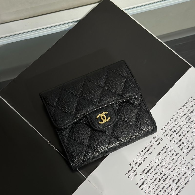CHANEL 經典口蓋三折短夾 - 黑金25開-2