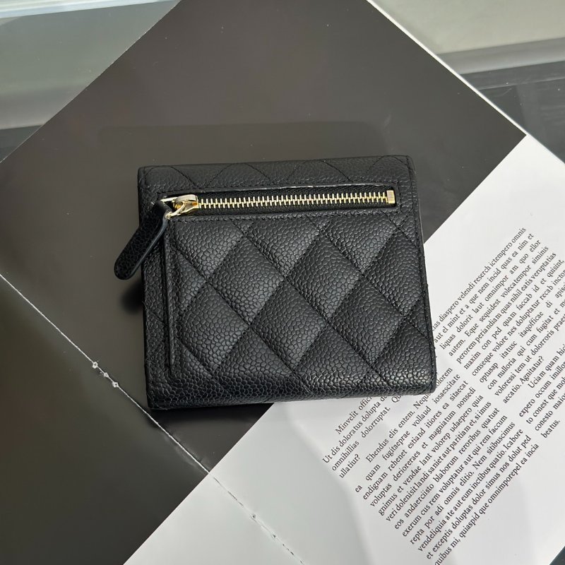 CHANEL 經典口蓋三折短夾 - 黑金25開-3