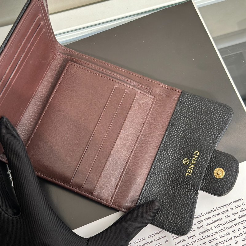 CHANEL 經典口蓋三折短夾 - 黑金25開-5