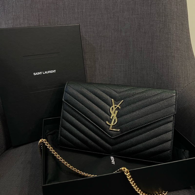 📢二手近新 經典搶手的銷量冠軍❤️YSL Saint Laurent Woc 黑金魚子醬大款 正品-0