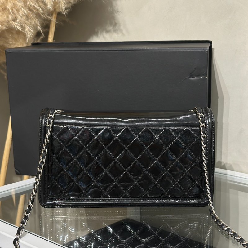 CHANEL 漆皮積木包 - 黑白19開-3