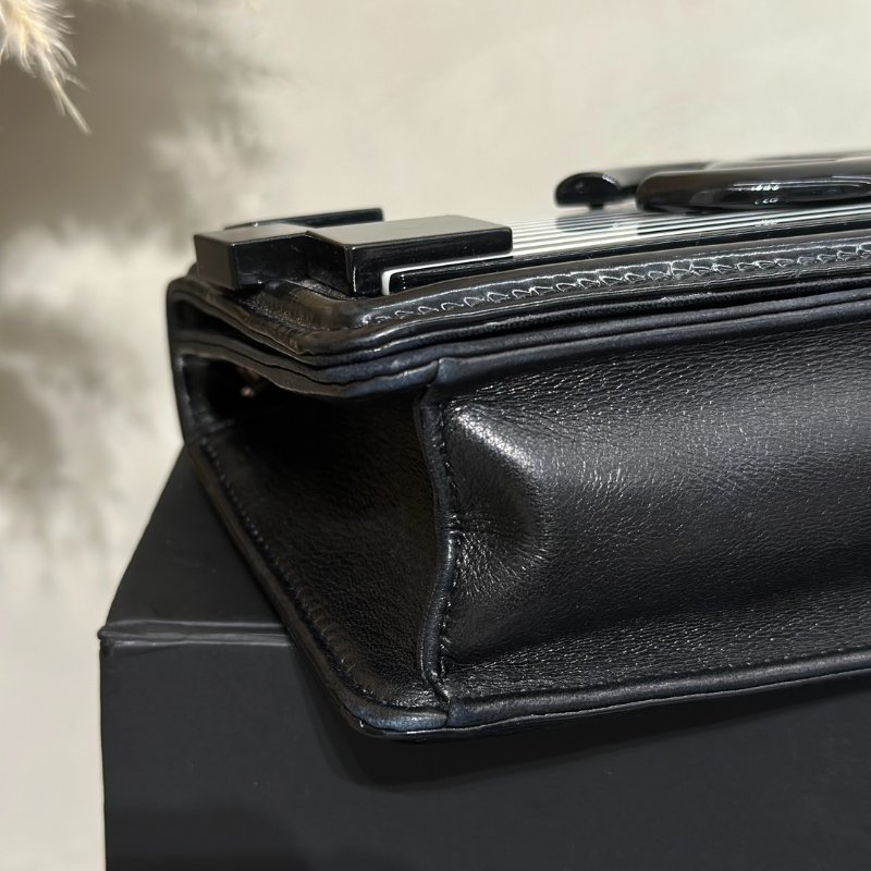 CHANEL 漆皮積木包 - 黑白19開-12