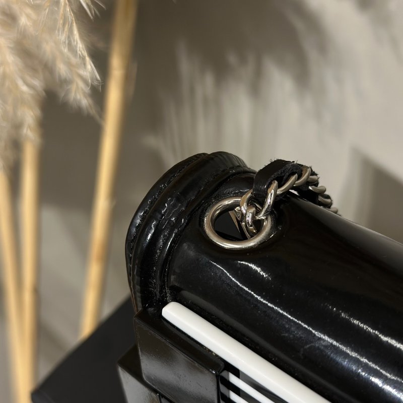 CHANEL 漆皮積木包 - 黑白19開-14