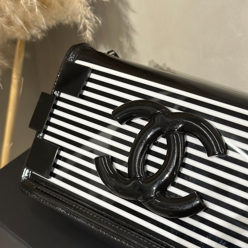 CHANEL 漆皮積木包 - 黑白19開-17