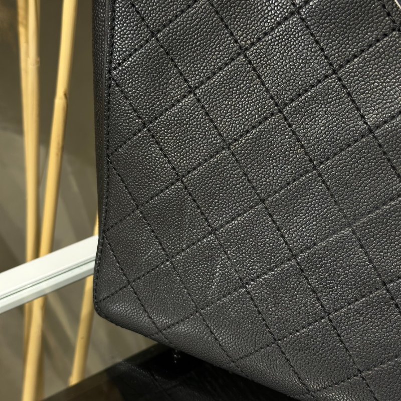 CHANEL 皮釦雙C單肩托特包 - 黑銀18開-15