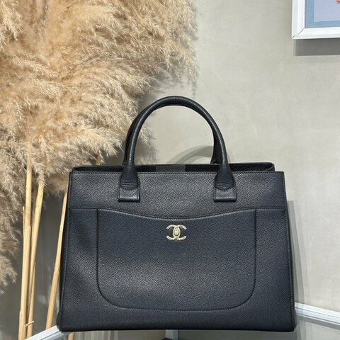 CHANEL 復古手提公事包 - 黑金23開