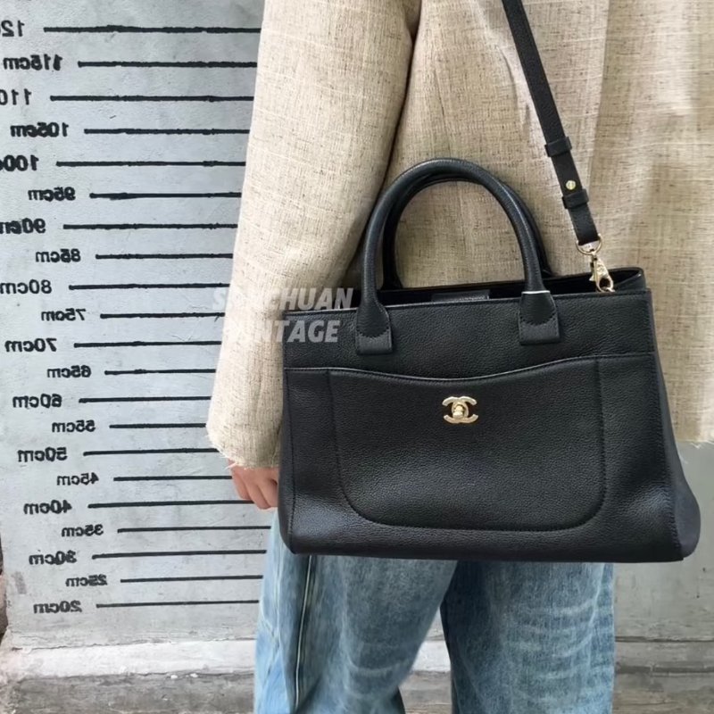 CHANEL 復古手提公事包 - 黑金23開-1