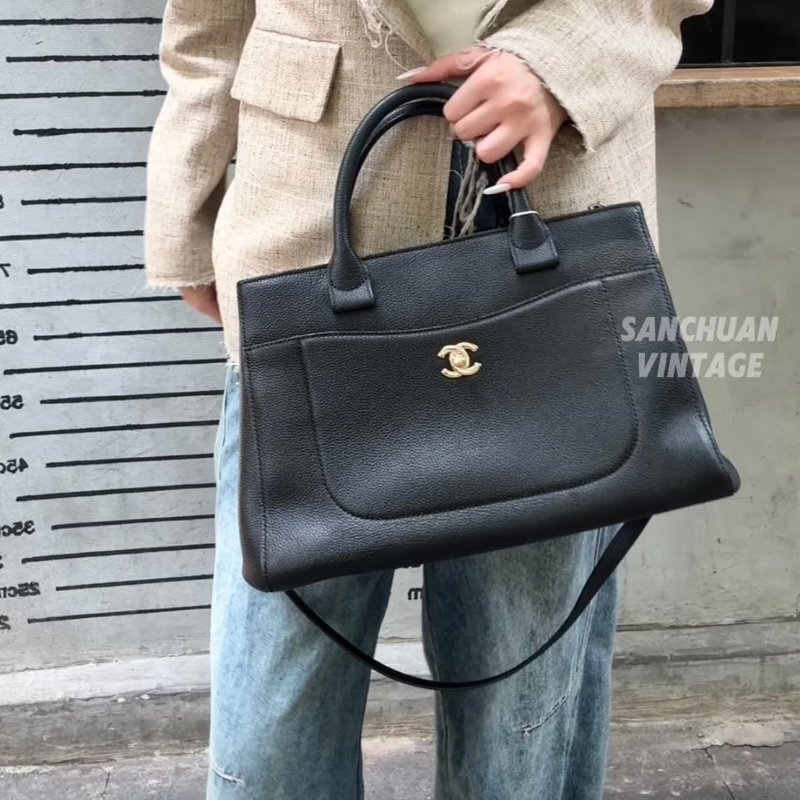 CHANEL 復古手提公事包 - 黑金23開-17