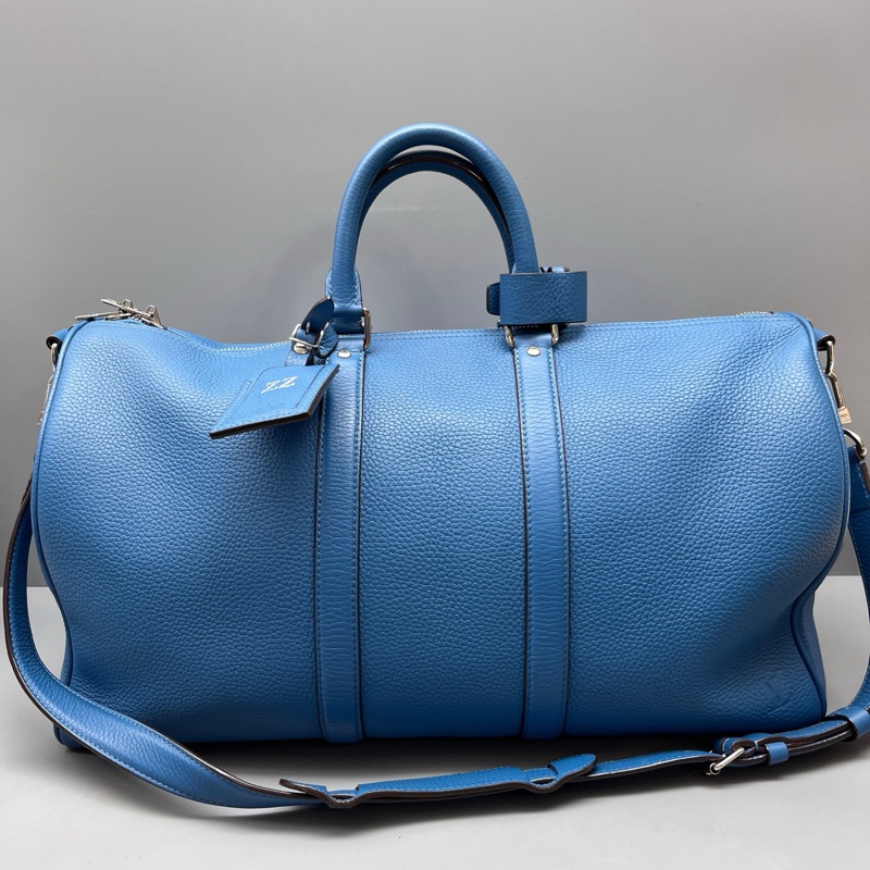 LV 98新 藍色荔枝紋Keepall45旅行袋-0