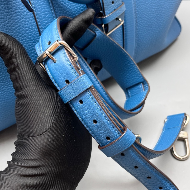 LV 98新 藍色荔枝紋Keepall45旅行袋-5