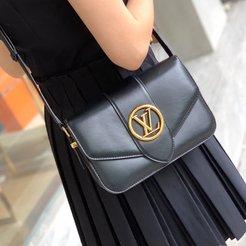 Louis Vuitton路易威登PONT9郵差包黑色20年B0096-3