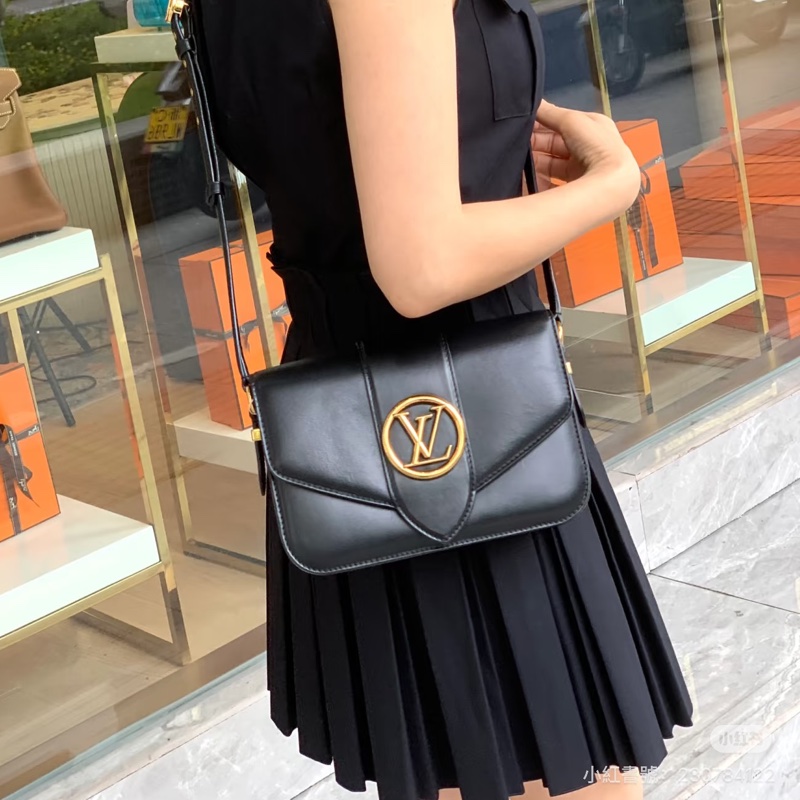 Louis Vuitton路易威登PONT9郵差包黑色20年B0096-32