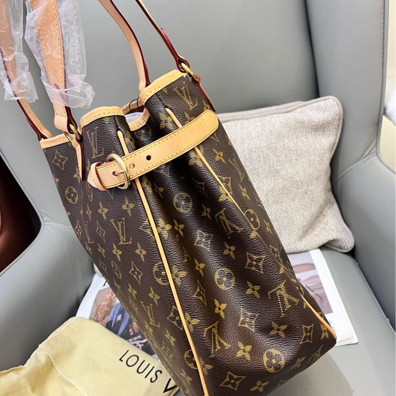 LV老花竪版南瓜包 白皮閒置品-3