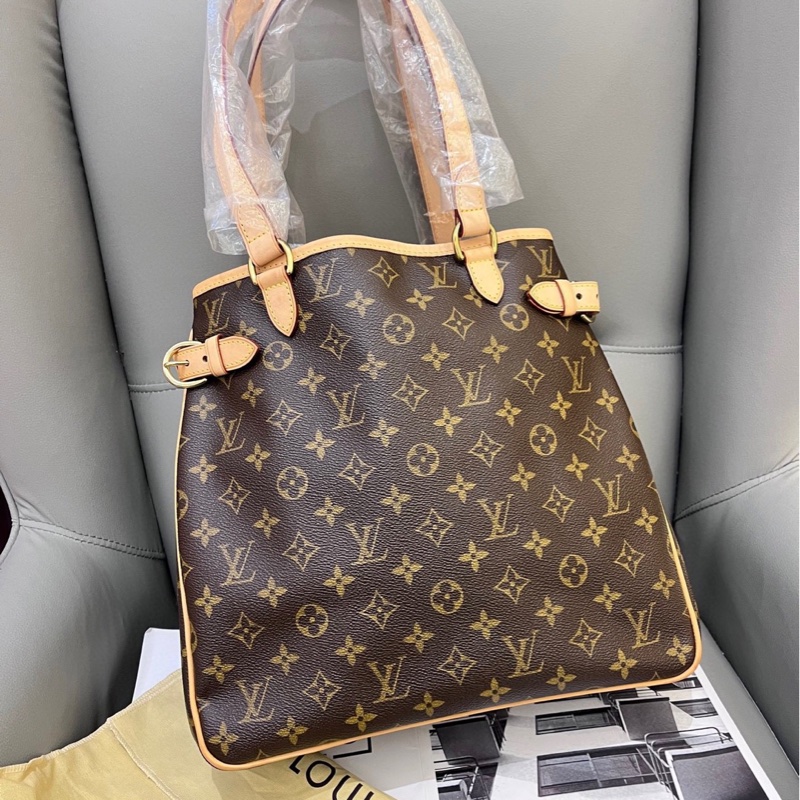 LV老花竪版南瓜包 白皮閒置品-4