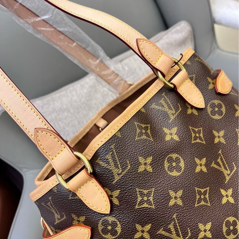 LV老花竪版南瓜包 白皮閒置品-7