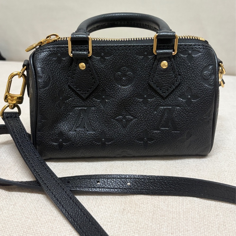 巴黎購入！LV Nano Speedy 黑色壓紋款-6