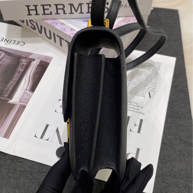 Hermes/愛馬仕mini constance康康19 黑金-4