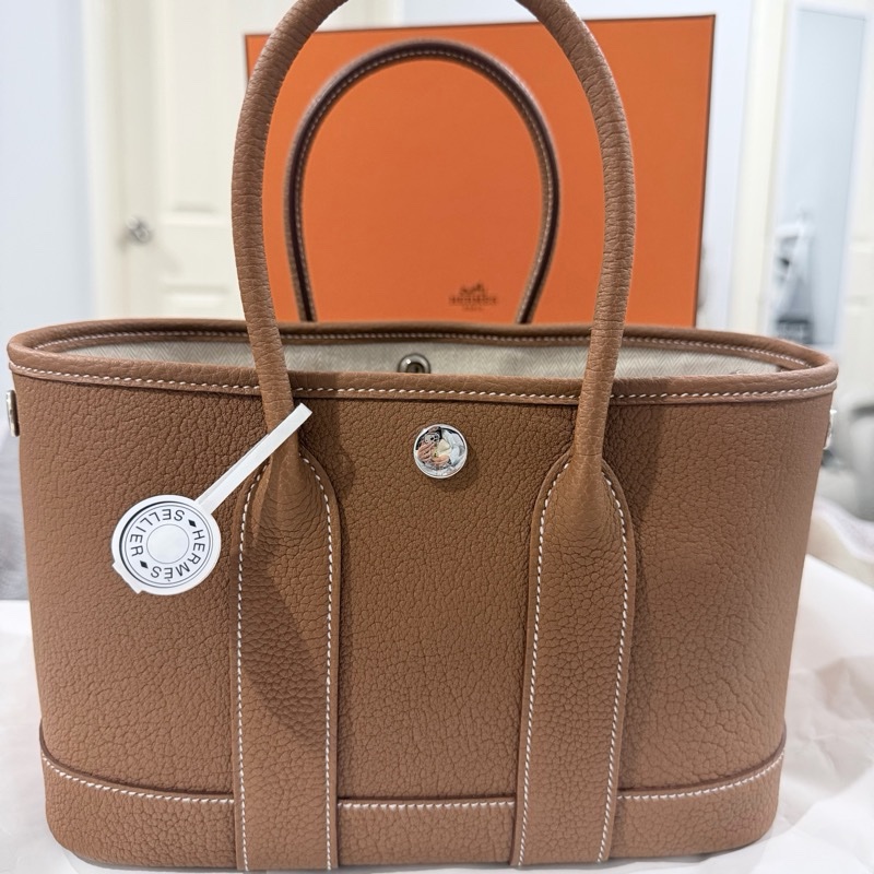 Hermes 全新Garden Party 23 金棕色-0